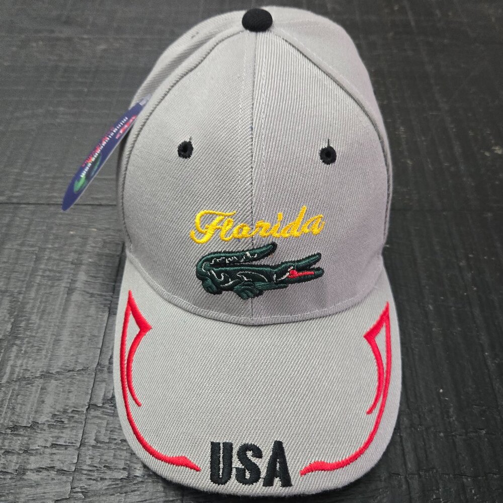 New With Tag- Patriotic Baseball Cap, Grey, One Size Fits All- Florida Themed.